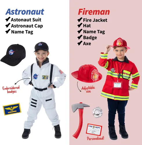Vista 2 de Born Toys Disfraces de juego de simulación para niños de 3 a 7 años, juego de vestuario lavable para niños pequeños para jugar (6 en 1)