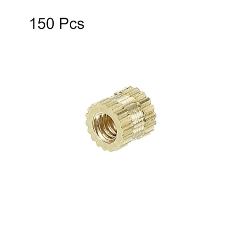 Vista 3 de uxcell M2 x 0.118 in (L) x 0.126 in (OD) Rosca hembra de latón moleteado roscado Insertar tuercas de incrustación, 20 piezas