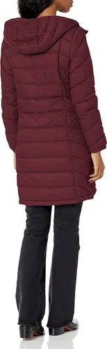 Vista 2 de Tommy Hilfiger Womens Mid-Length Puffer Hooded Down Jacket with Drawstring Packing Bag