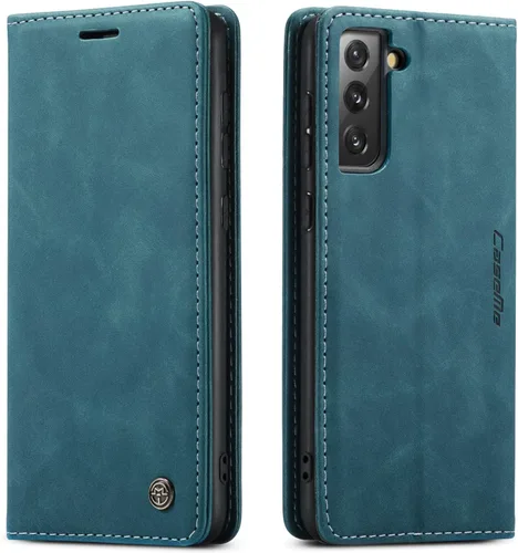 Vista 19 de Funda tipo cartera compatible con Samsung Galaxy S21 con tarjetero de bloqueo RFID, funda de piel con función atril para Samsung Galaxy S21 de 6.2