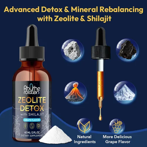 Vista 4 de Gotas de Desintoxicación de Zeolita Rhytherolixian – Mineral Shilajit con Ácido Fúlvico y Húmico Limpieza de Hígado e Intestino Suplemento