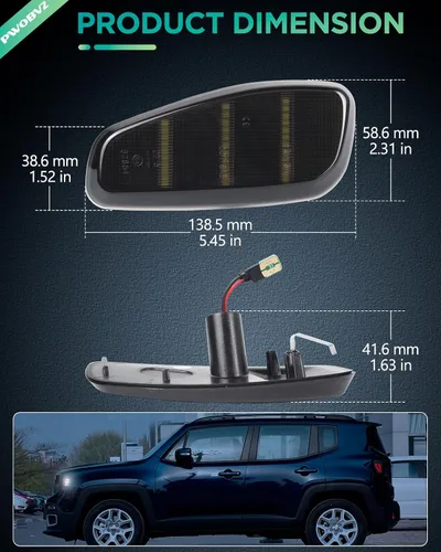 Vista 3 de Conjunto de luces LED laterales blancas para Jeep Renegade 2015-2023 LED blanco