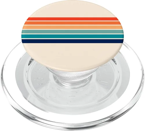 Vista 7 de Diseño abstracto de rayas retro de los años 70, diseño vintage con texto "Love PopSockets", agarre y soporte para teléfonos y tabletas, Negro
