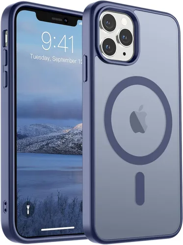 Vista 76 de SUPFINE Funda magnética para iPhone 11 Pro Max (compatible con MagSafe) (protección contra caídas de grado militar), delgada, translúcida mate, a