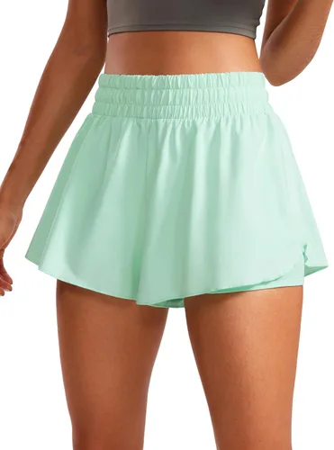 Vista 6 de CRZ YOGA Pantalones cortos de correr 2 en 1 para mujer, cintura alta, secado rápido, para atletismo, gimnasio, descanso, entrenamiento, lindas