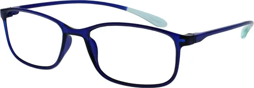Vista 2 de OPULIZE ICE - Lentes de lectura para mujeres y hombres, marco rectangular resistente a los arañazos con bisagras de resorte, azul oscuro cristal