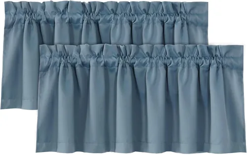 Vista 39 de H.VERSAILTEX Cenefas de cortina 100% opacas para ventanas, 2 paneles con aislamiento térmico, bolsillo para barra, pequeña cenefa corta para cocina