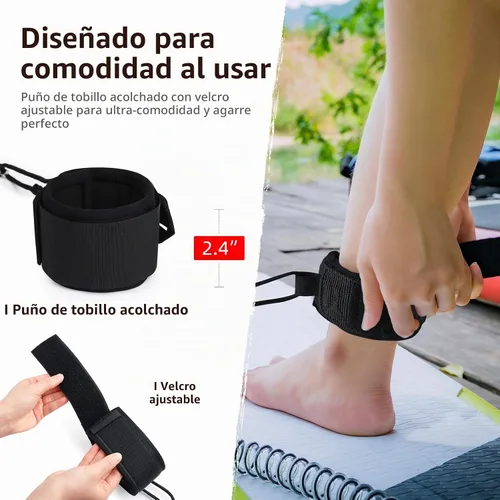 Vista 4 de Abahub Bobina SUP Correa,Correas de tablero de paleta en espiral de 10 pies negro (Black Lite)
