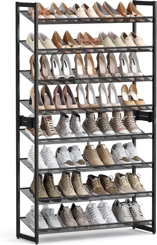 Vista 20 de SONGMICS ULMR03A organizador de zapatos con 3 estantes de metal apilables en dos posiciones (plano e inclinado) para armario, habitación o entrada