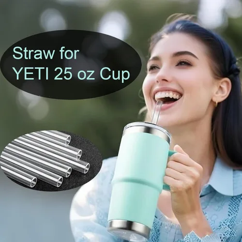 Vista 5 de Pajitas de repuesto para taza Yeti de 25 onzas Straw for Yeti Rambler 25OZ Tumbler Mug with Handle, Tritan Hard Plastic Reusable, Clear & BPA