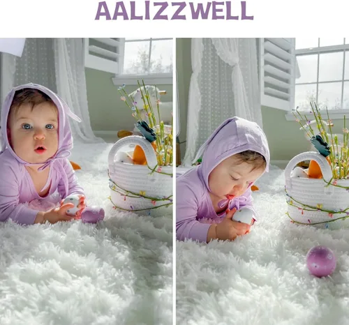 Vista 2 de Aalizzwell Mameluco de Pascua para bebés y niñas con sombrero de oreja de conejo