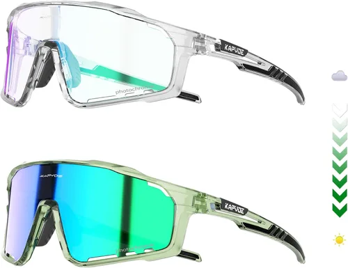 Vista 18 de KAPVOE Gafas de ciclismo fotocromáticas para hombres y mujeres, gafas de sol deportivas, marco de decoloración HD, gafas de bicicleta K76