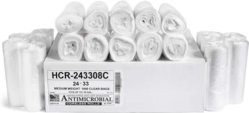 Vista 41 de Aluf Plastics Bolsas de basura de alta densidad, 10 galones, 4000 unidades, 6 micras (eq), 24 x 24 pulgadas, negras, para baño, oficina, industrial