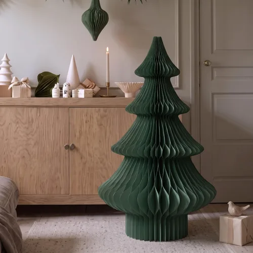 Vista 8 de Spiareal Árbol de Navidad de papel de panal extra grande de 2 pies de color Blanco beige