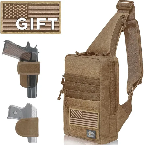 Vista 15 de TECEUM Bolso bandolera táctico compacto – CCW para todos los días – Más de 10 estilos – Bolso cruzado de hombro para transporte oculto de pistola