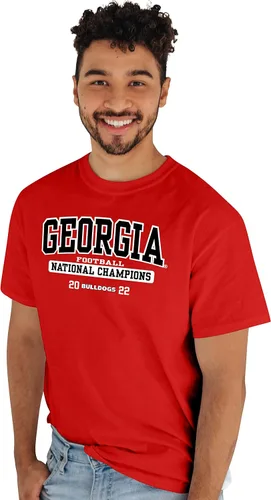 Vista 2 de Blue 84 Camiseta de los Georgia Bulldogs National Champs con licencia oficial de la NCAA 2022-2023, color rojo intenso