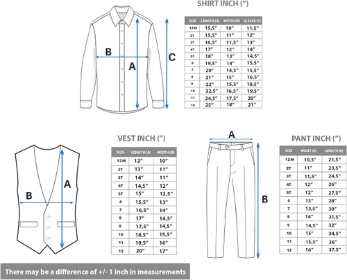 Vista 8 de Lilax Conjunto de traje formal para niños de 4 piezas, chaleco, pantalones y corbata