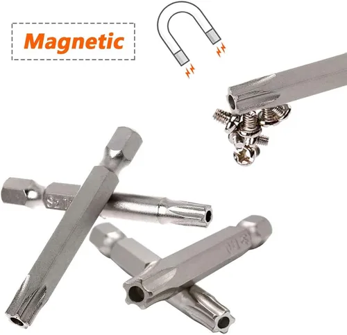 Vista 4 de Mesee Juego de puntas de destornillador Torx de seguridad de 5 puntos, 14 puntas de destornillador Torx de seguridad con estrella de seguridad, 5