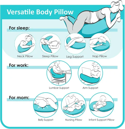 Vista 2 de BYRIVER Almohada de embarazo en forma de C con funda, almohada de rodilla para dormir de lado, rodillas, piernas, dolor de cadera, almohada