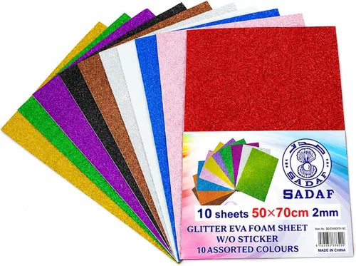 Vista 20 de Hojas adhesivas de espuma de papel con purpurina para decoración de Navidad Dorado