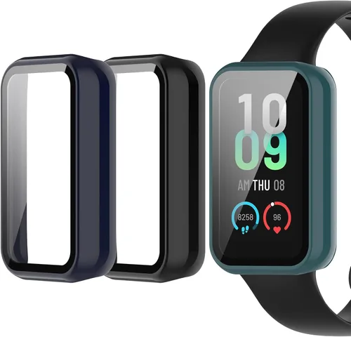 Vista 10 de Funda para reloj compatible con Amazfit Band 7, protector de pantalla de policarbonato duro, antiarañazos, a prueba de golpes, bisel protector