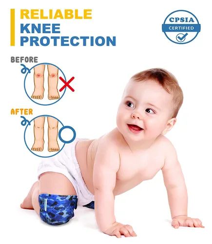 Vista 3 de (2 generación) Rodilleras para gatear con certificado CPSIA, cómodas, unisex, para niños pequeños y bebés que gatean (2 pares)