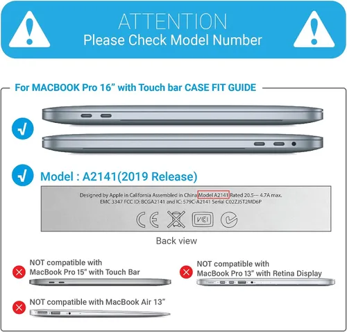 Vista 2 de IBENZER Compatible con MacBook Pro de 16 pulgadas A2141 versión 2020 2019, carcasa rígida de plástico para Mac Pro de 16 pulgadas con barra táctil