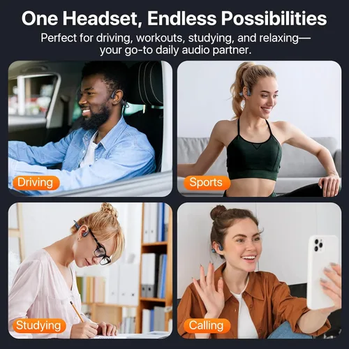 Vista 7 de Auriculares de conducción ósea, auriculares Bluetooth 5.4 de oreja abierta con micrófono, tiempo de reproducción de 10 horas, auriculares deportivos