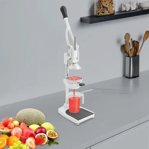 Vista 8 de Exprimidor manual, máquina exprimidora manual de acero inoxidable, exprimidor de encimera resistente para naranjas, limones, granadas, incluye