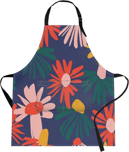 Vista 26 de Britimes Delantal de cocina para el hogar, cocina, horneado, jardinería, para mujeres y hombres, con bolsillos, beige, abstracto, textura