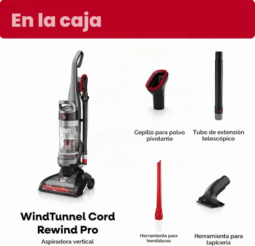 Vista 6 de [Usado] Hoover WindTunnel Cord Rewind Pro Aspiradora sin bolsa, vertical