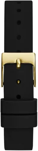 Vista 4 de GUESS Reloj analógico de silicona negra y dorada para mujer de EE. UU, Oro Rosa