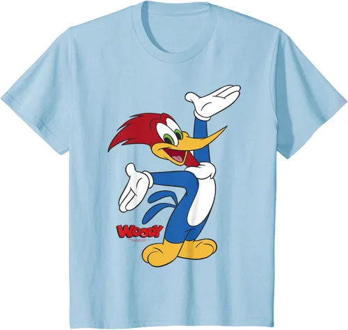Vista 5 de Woody Woodpecker Camiseta con logotipo de cuerpo completo Negro