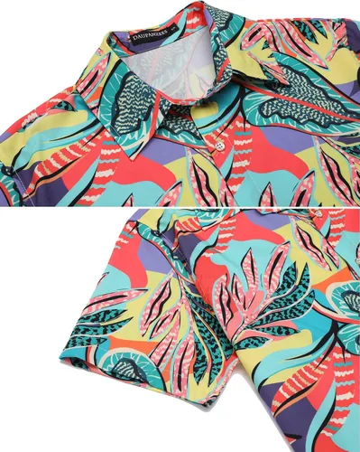 Vista 4 de Daupanzees Camisa de vestir con estampado de diseño de lujo de manga corta para hombre