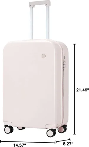 Vista 7 de Mixi - Maleta con ruedas giratorias, de policarbonato, rígida, con cubierta y cerradura TSA, estuche de viaje ligero, de 16, 20, 22, 24 y 28 pulg
