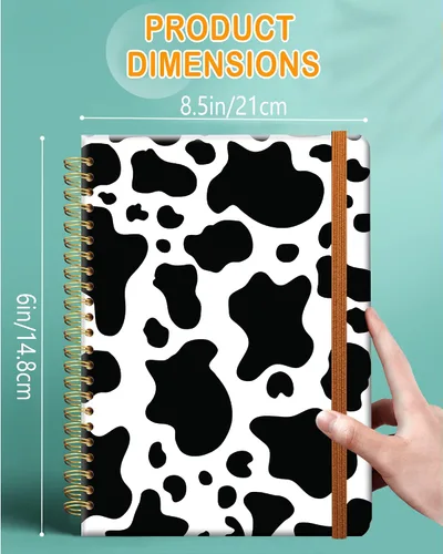 Vista 4 de Cuaderno de escritura en espiral a rayas, diario universitario forrado de tapa dura A5 para mujeres y niñas, encuadernación fuerte de doble alambre