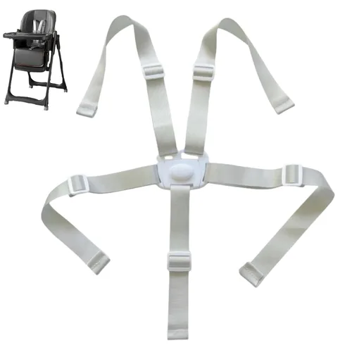 Vista 3 de Correas de repuesto para silla alta, correas universales de 5 puntos para silla alta, correa de seguridad ajustable y resistente (azul)