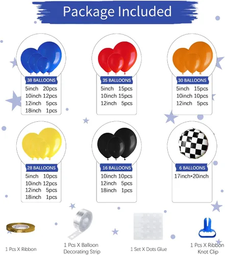 Vista 2 de Guirnalda de globos de cumpleaños con ruedas de coche de carreras