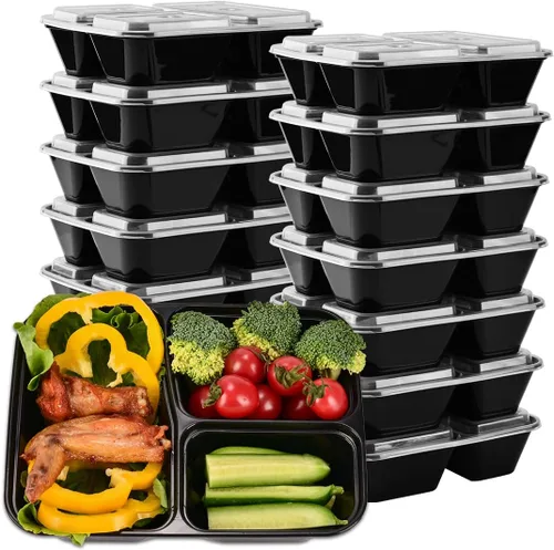 Vista 8 de SMELHA Contenedores de comida de 34 onzas (paquete de 30) recipientes reutilizables para almuerzo con tapas, 1 compartimento individual, juego