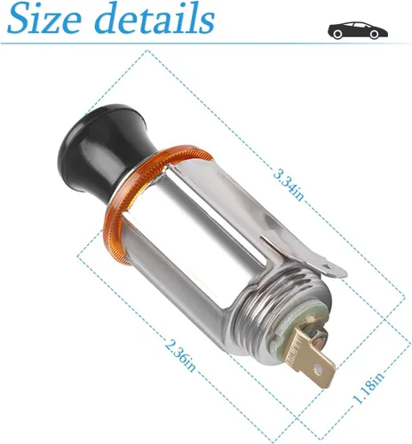 Vista 2 de AUCELI Enchufe para encendedor de cigarrillos femenino, enchufe de encendedor de cigarrillos automático de 12 V-24 V con botón de expulsión y cable