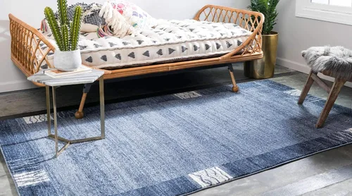 Vista 2 de Unique Loom Del Mar Collection - Alfombra de área Sarah (2' 2" x 3' 1", rectangular, azul claro/azul)