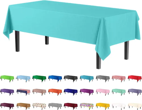 Vista 4 de Party Solids Mantel de mesa premium color azul aguamarina, 12