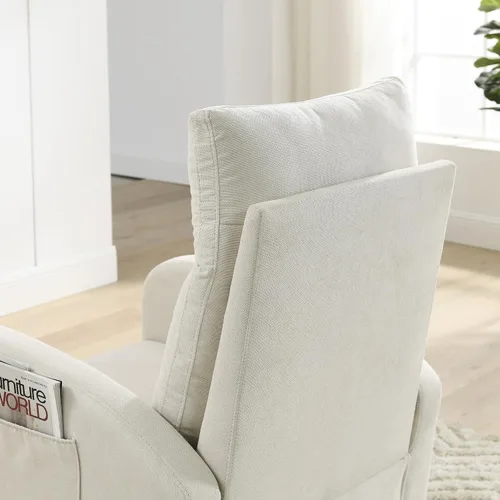 Vista 8 de Nursery Rocking Chair Teddy Modern Upholstered Glider Rocker Rocking Accent Chairs with Two Side Pocket ＆ High Backrest Comfy Reading Chair for Beige