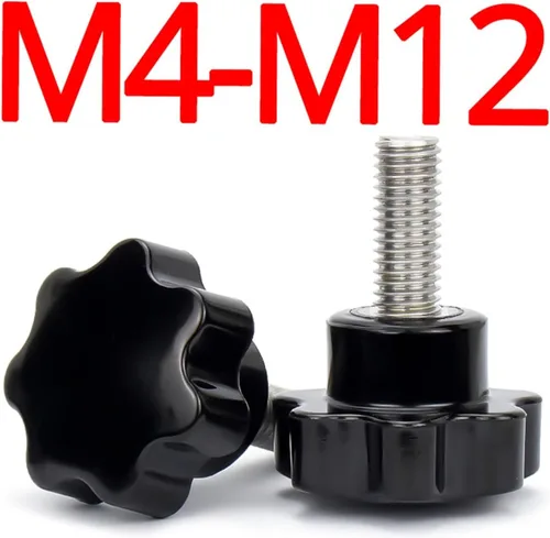 Vista 5 de M4 M5 M6 M8 M10 M12 Tornillos de mano de seis lóbulos 304 Rosca de acero inoxidable de sujeción de mango de pulgar Perno de plástico