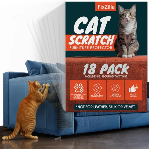 Vista 7 de Protector Anti Arañazos para Muebles de FixZilla, Juego de 6 Protectores de Sofá contra las Garras de los Gatos – Detergente de Arañazos y Protector