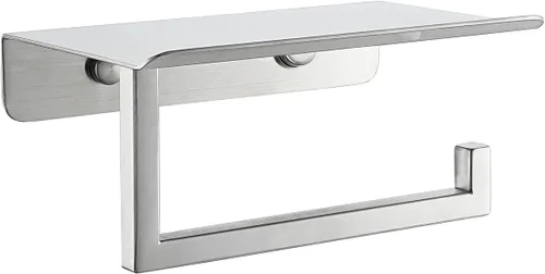 Vista 9 de JQK TPH202-PB - Estante para papel higiénico, soporte para rollo de papel higiénico con estante para teléfono, dispensador de papel de seda de acero