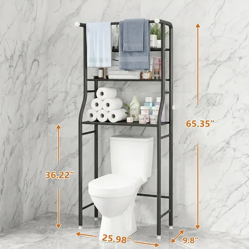 Vista 2 de UDEAR Estante de 3 Niveles Sobre el Inodoro, Estante de Baño Ahorrador de Espacio, Organizador de Almacenamiento de Soporte de Esquina, Accesorios