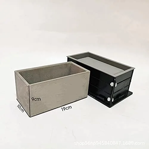 Vista 3 de Yalulu Molde de silicona para macetas de hormigón – Moldes rectangulares de bricolaje para decoración de suculentas