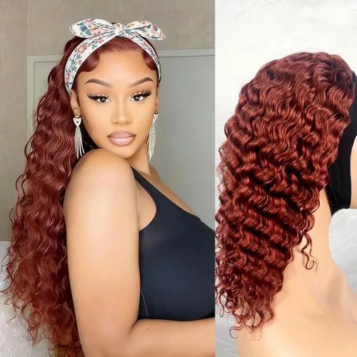 Vista 40 de XSY: Peluca de diadema de cabello humano de onda profunda sin pegamento, sin encaje frontal, peluca de diadema rizada, lista para usar y llevar