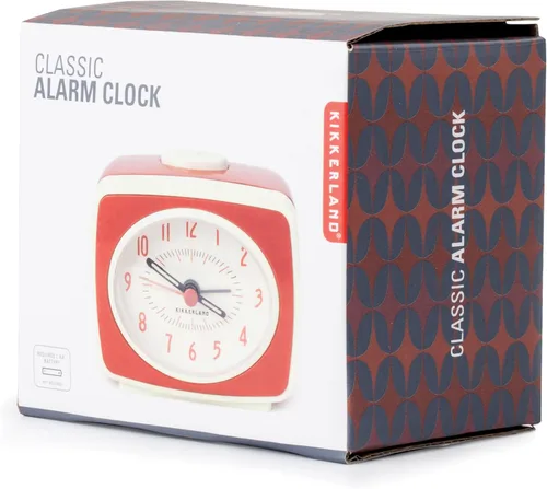 Vista 3 de Kikkerland Pequeño reloj despertador analógico retro clásico estilo vintage, movimiento de cuarzo, agujas que brillan en la oscuridad